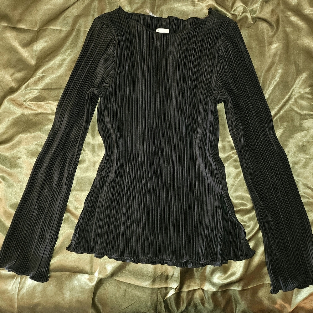 a new day Black Ribbed Long Sleeve Top